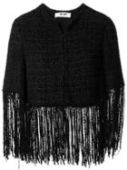 Msgm Fringe Tweed Jacket - Black
