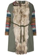 Alessandra Chamonix Racoon Fur Trimmed Embellished Jacket - Green