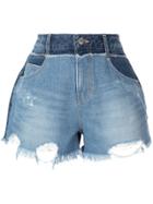 Sjyp Destroyed Pocket Denim Shorts - Blue