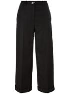 Love Moschino Wide Leg Cropped Trousers, Women's, Size: 44, Black, Polyamide/acetate/viscose/wool