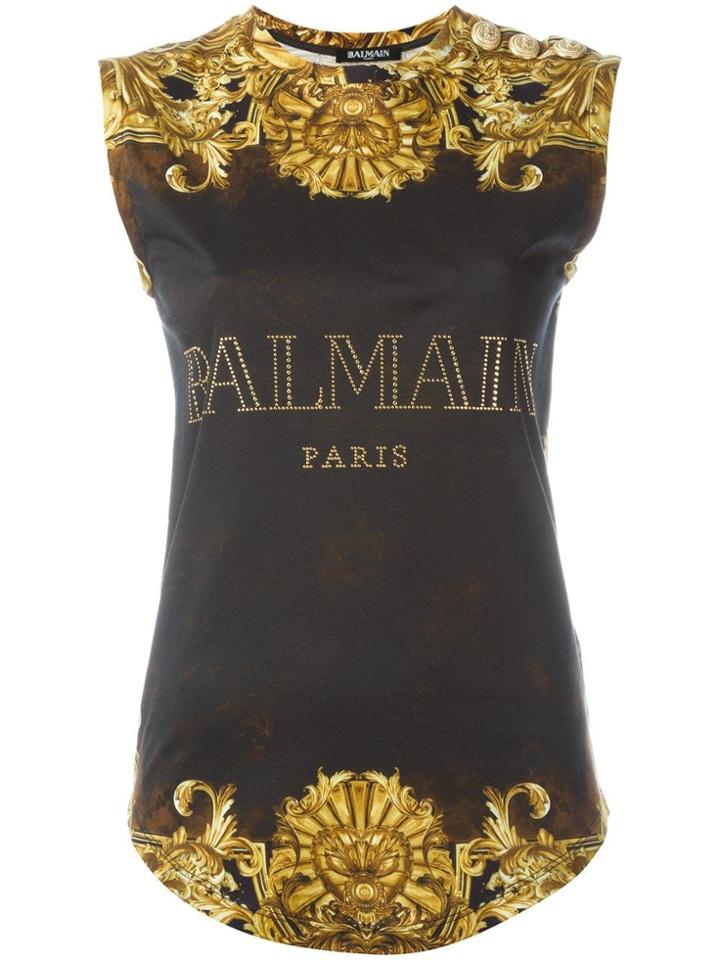 Balmain Baroque Logo Tank Top - Black