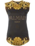 Balmain Baroque Logo Tank Top - Black