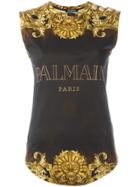 Balmain Baroque Logo Tank Top - Black