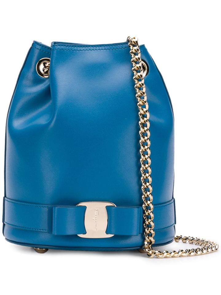 Salvatore Ferragamo Textured Bucket Bag - Blue