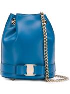 Salvatore Ferragamo Textured Bucket Bag - Blue