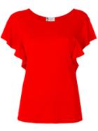 Lanvin - Ruffled Sleeve Top - Women - Spandex/elastane/viscose - 40, Red, Spandex/elastane/viscose