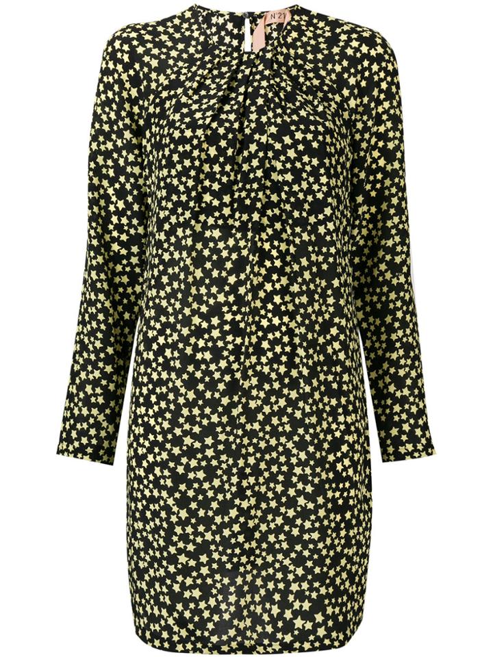 No21 Star Print Shift Dress - Black
