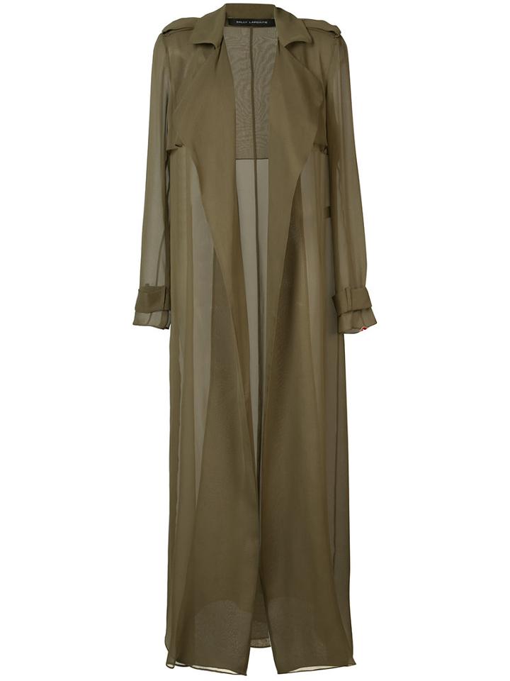 Sally Lapointe - Sheer Trench Jacket - Women - Silk - 4, Women's, Green, Silk