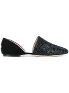 Jimmy Choo 'globe' Glittered D'orsay Flats - Black