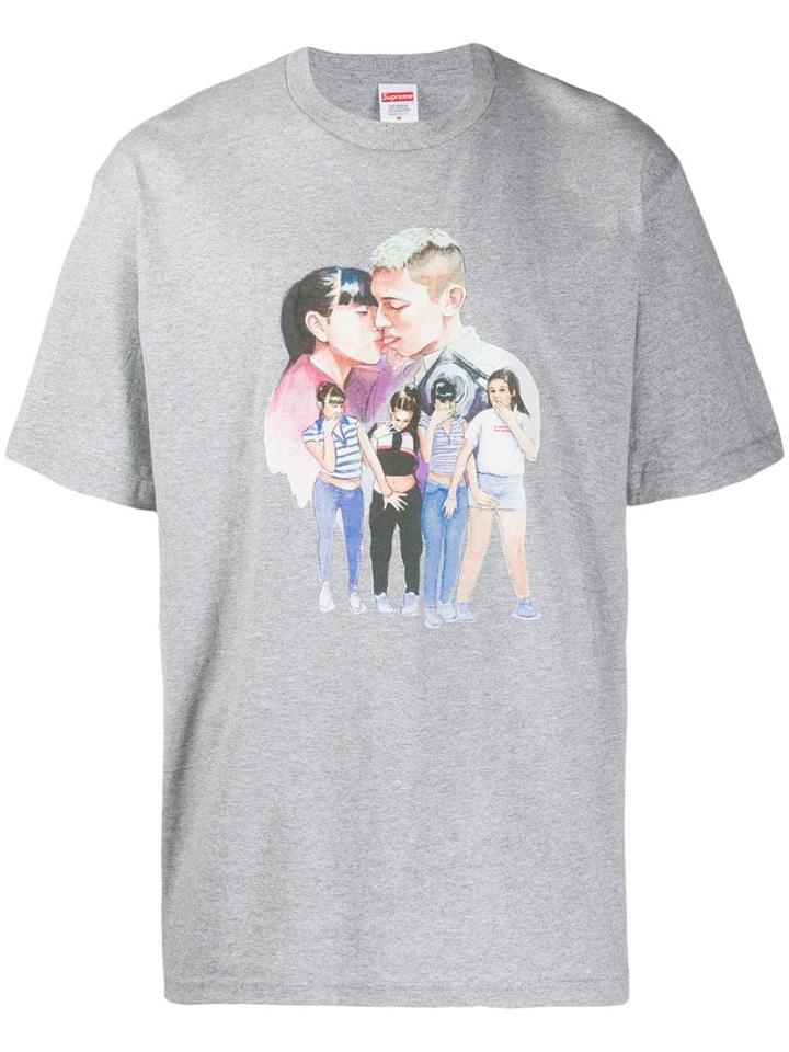 Supreme Kiss Print T-shirt - Grey