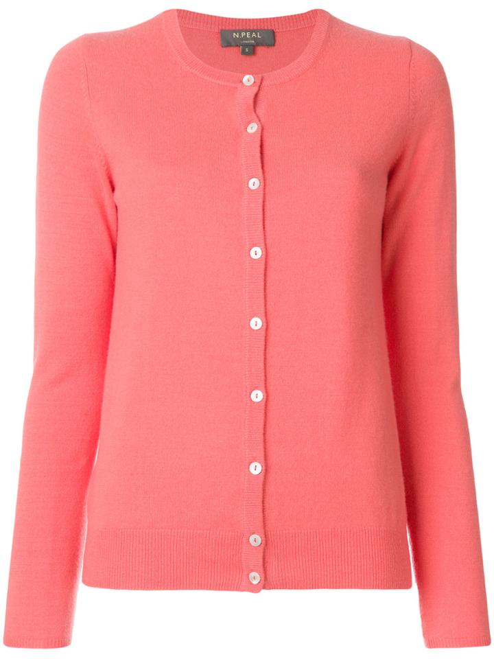 N.peal Cashmere Round Neck Cardigan - Pink & Purple