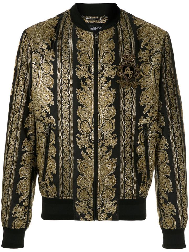 Dolce & Gabbana Heraldic Dg Patch Jacquard Jacket - Gold