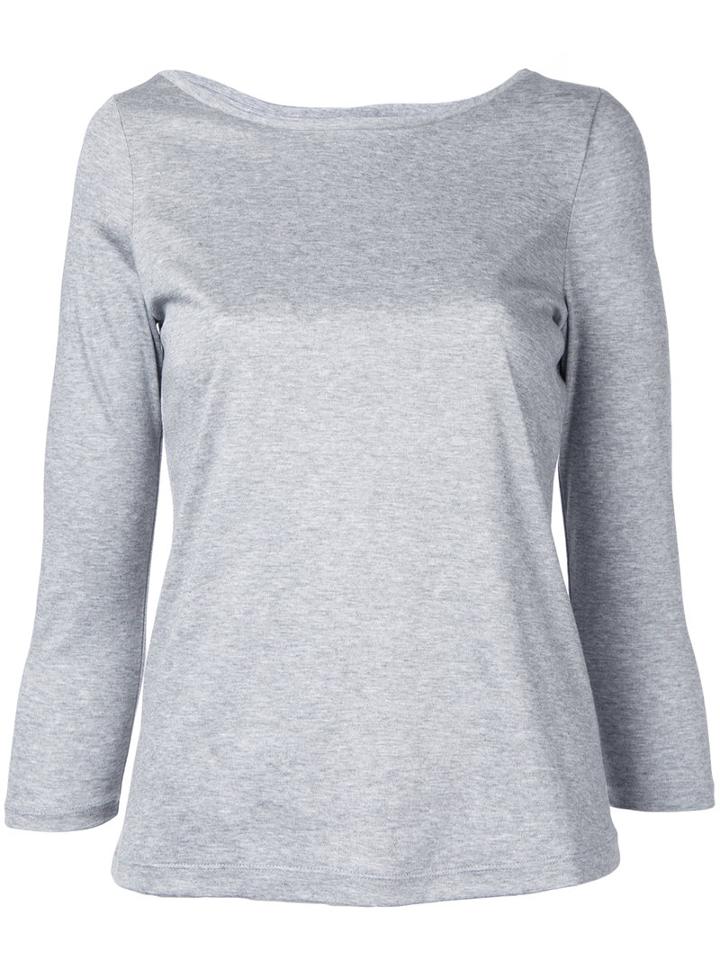 Estnation - Three-quarters Sleeve T-shirt - Women - Cotton/lyocell - 38, Grey, Cotton/lyocell