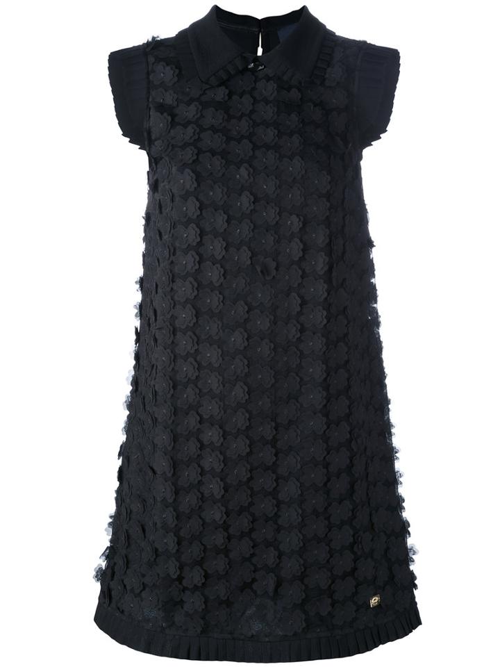 Cavalli Class - Flower Embellished Dress - Women - Polyester/acetate - 42, Black, Polyester/acetate