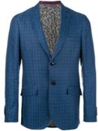 Etro Minerva Blazer, Men's, Size: 50, Blue, Silk/cupro/linen/flax