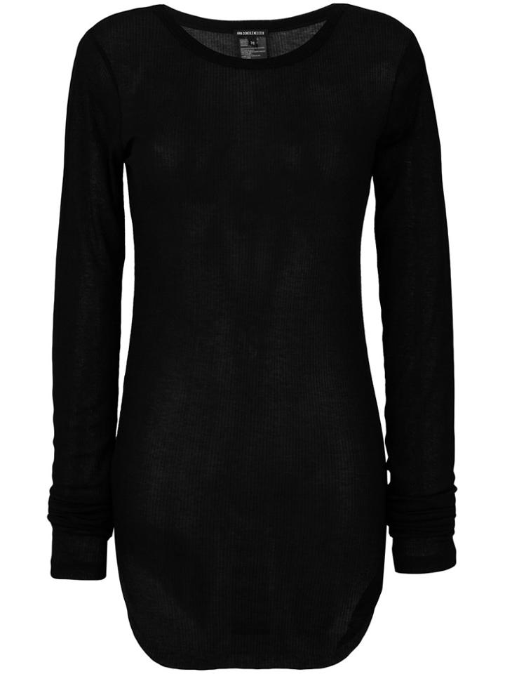 Ann Demeulemeester Semi-sheer Long Top - Black