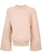 Nina Ricci Wide Sleeve Ribbed Jumper - Nude & Neutrals