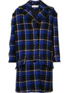 Marni Bouclé Check Coat, Women's, Size: 36, Blue, Cotton/wool