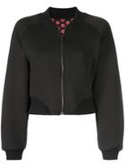 Yazbukey Printed Back Cropped Bomber Jacket - Black