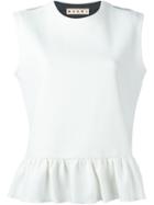Marni Front Ruffled Hem Tank Top, Women's, Size: 40, White, Cotton/nylon/spandex/elastane/virgin Wool