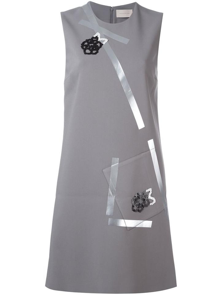 Christopher Kane Tape Detail Crepe Dress, Women's, Size: 42, Grey, Viscose/acetate/silk