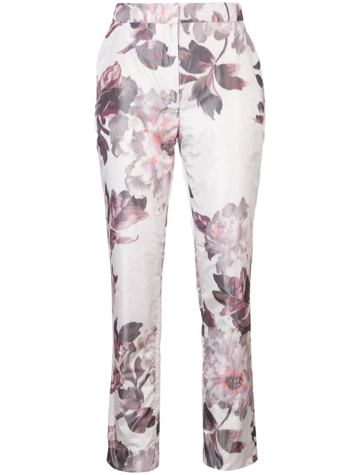 Brock Collection Floral Print Cigarette Trousers - White