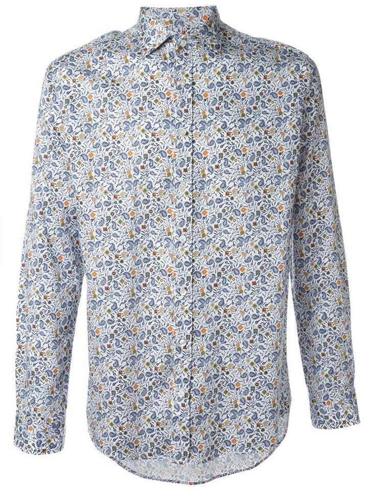 Etro Printed Shirt, Men's, Size: Xl, White, Cotton