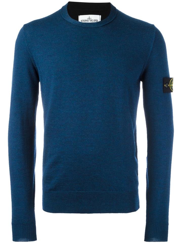 Stone Island Crew Neck Jumper, Men's, Size: Xl, Blue, Wool