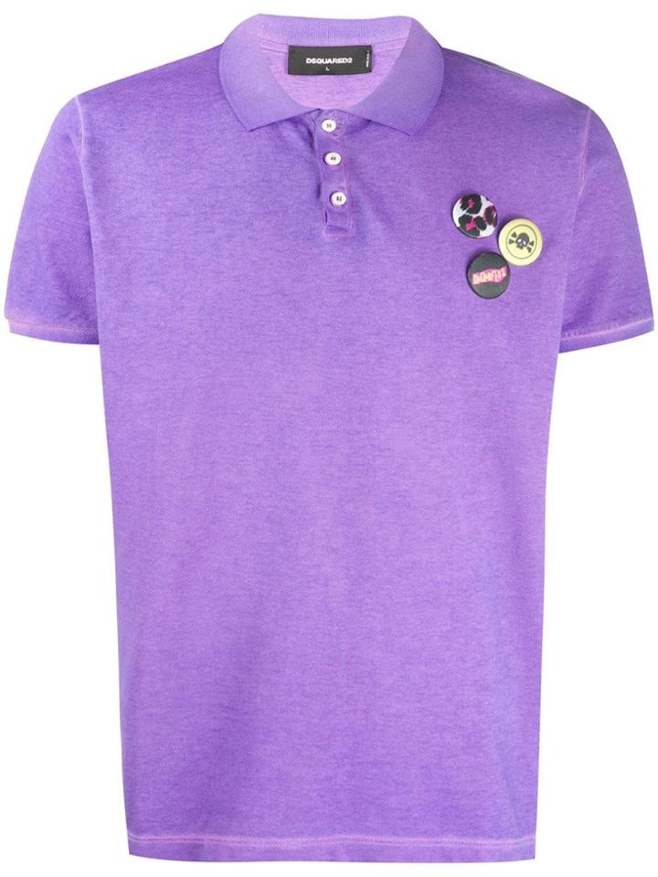 Dsquared2 Short Sleeve Polo Top - Purple