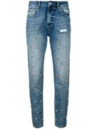 Zoe Karssen - Heart Stud Detail Jeans - Women - Cotton - 27, Blue, Cotton