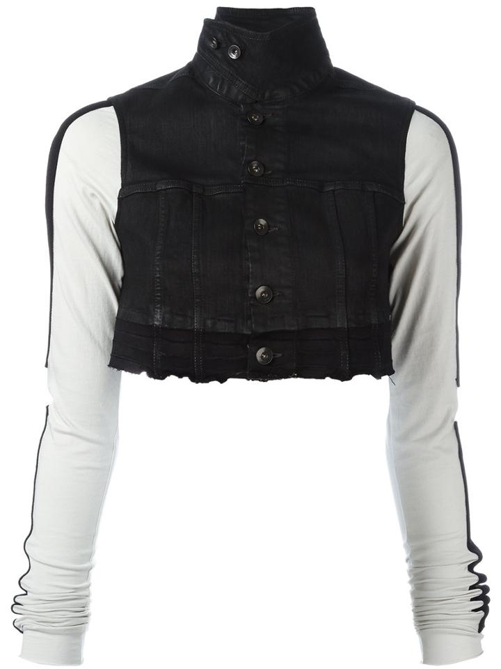 Rick Owens Drkshdw Cropped Gilet, Women's, Size: Small, Black, Cotton/spandex/elastane/polybutylene Terephthalate (pbt)