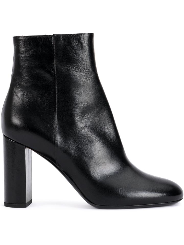 Saint Laurent Loulou 95 Zipped Ankle Boots - Black