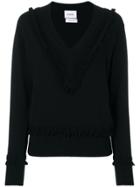 Barrie Textured Detail V-neck Jumper - Black