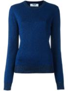 Msgm Crew Neck Jumper, Women's, Size: Xs, Blue, Viscose/polyester/polyamide
