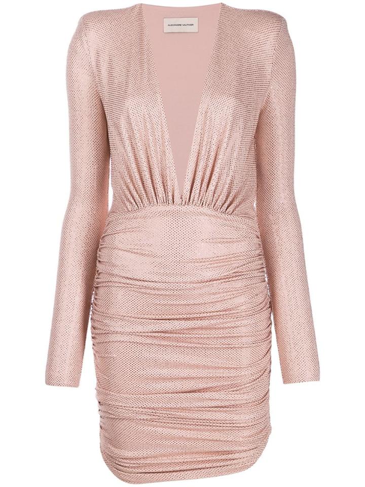 Alexandre Vauthier Embellished Deep V Dress - Pink