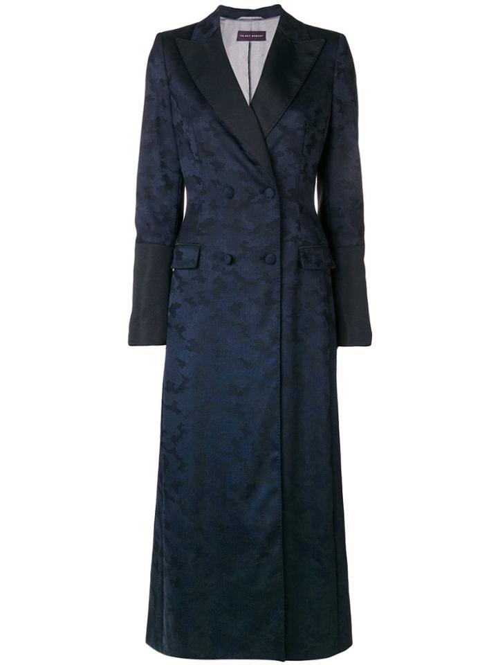 Talbot Runhof Camouflage Double-breasted Coat - Blue