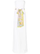 Emilio Pucci Scarf Belted Strapless Gown - White