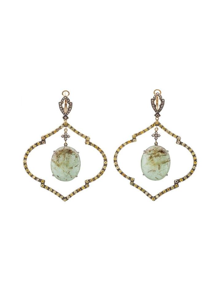 Loree Rodkin Diamond And Emerald Chandelier Earrings, Women's, Yellow/orange