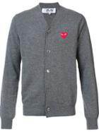Comme Des Garçons Play Embroidered Heart Cardigan, Men's, Size: Xl, Grey, Wool