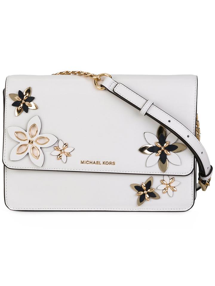 Michael Michael Kors - Flowers Detail Cross Body Bag - Women - Leather/metal (other) - One Size, Women's, White, Leather/metal (other)
