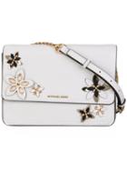Michael Michael Kors - Flowers Detail Cross Body Bag - Women - Leather/metal (other) - One Size, Women's, White, Leather/metal (other)