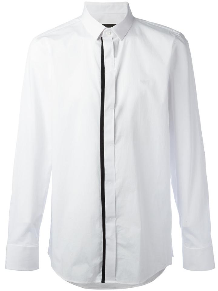Emporio Armani Contrast Shirt, Men's, Size: Medium, White, Cotton/spandex/elastane