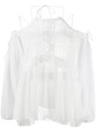 Ermanno Scervino Cold-shoulder Flared Blouse - White