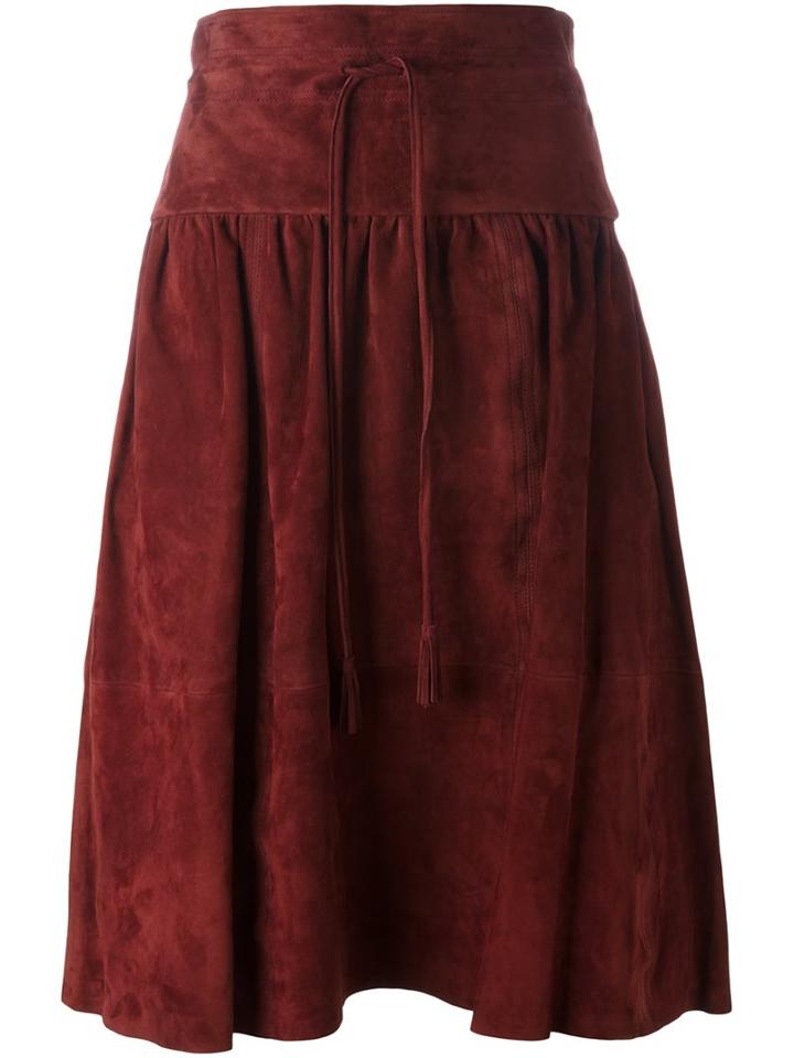 Joseph Panelled Lambskin Skirt, Women's, Size: 38, Red, Lamb Skin
