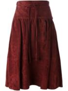 Joseph Panelled Lambskin Skirt, Women's, Size: 38, Red, Lamb Skin