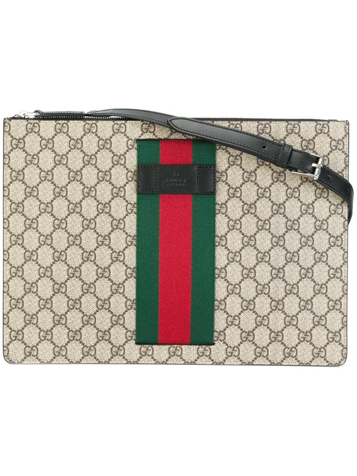 Gucci Logo Print Clutch - Nude & Neutrals
