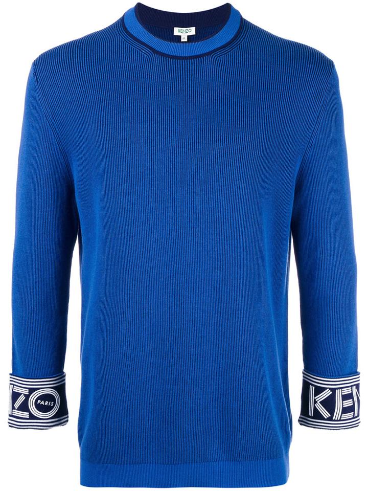 Kenzo Branded Turn-up Sweatshirt, Men's, Size: Medium, Blue, Cotton