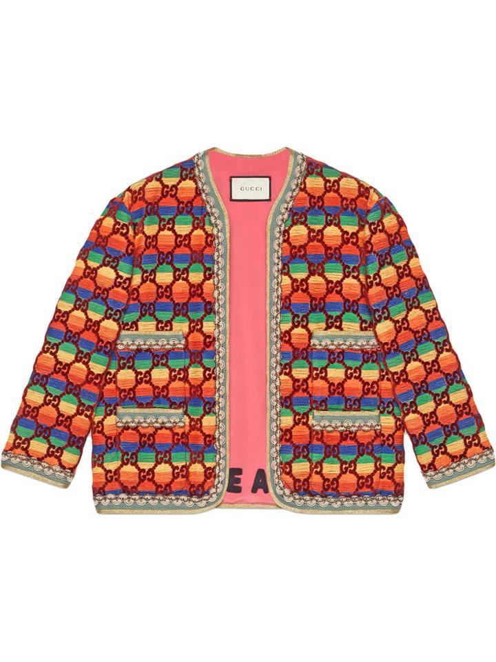 Gucci Gg Rainbow Velvet Jacket - Multicolour