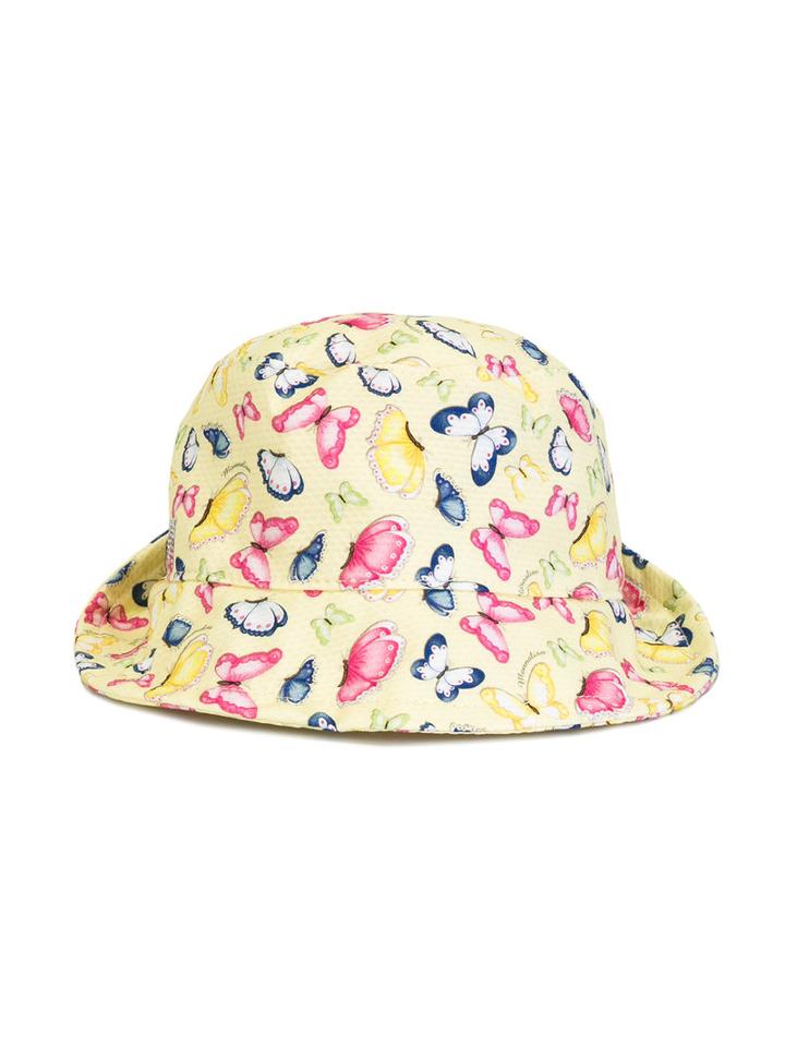 Monnalisa Butterfly Print Hat, Girl's, Size: 48 Cm, Yellow/orange