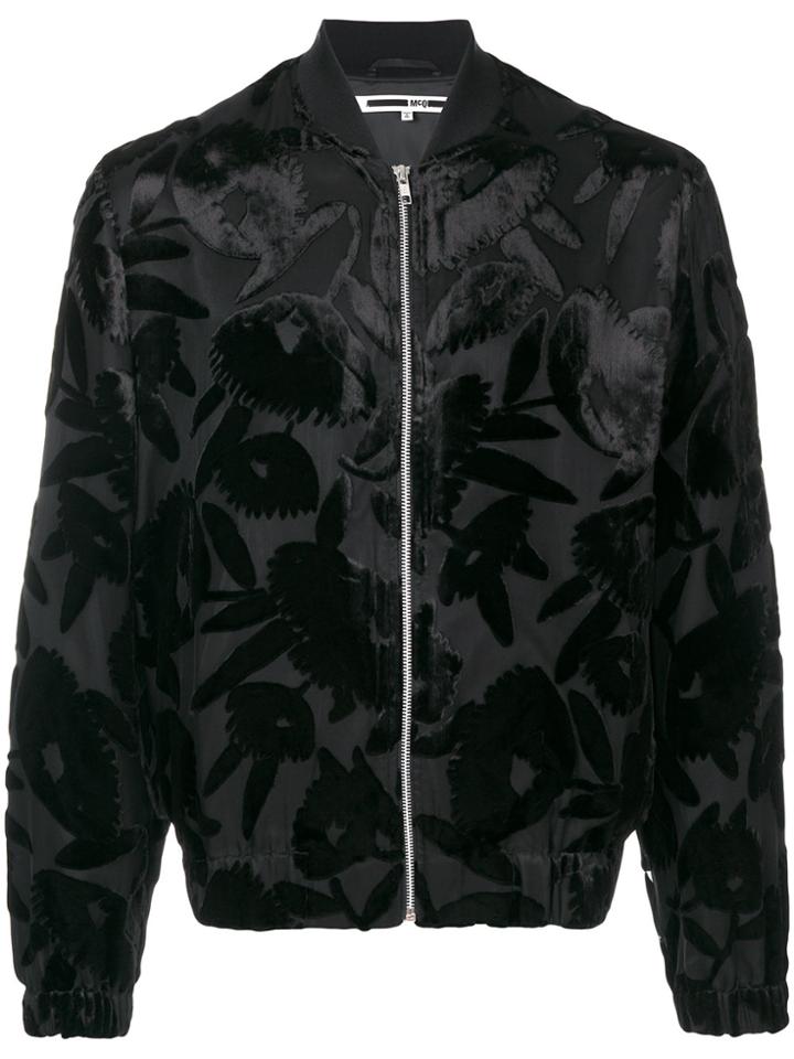 Mcq Alexander Mcqueen Multi-layer Floral Bomber Jacket - Black